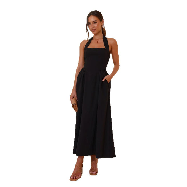 Damen Maxikleid mit modernen Trägern und fließendem Schnitt Echo Archiv