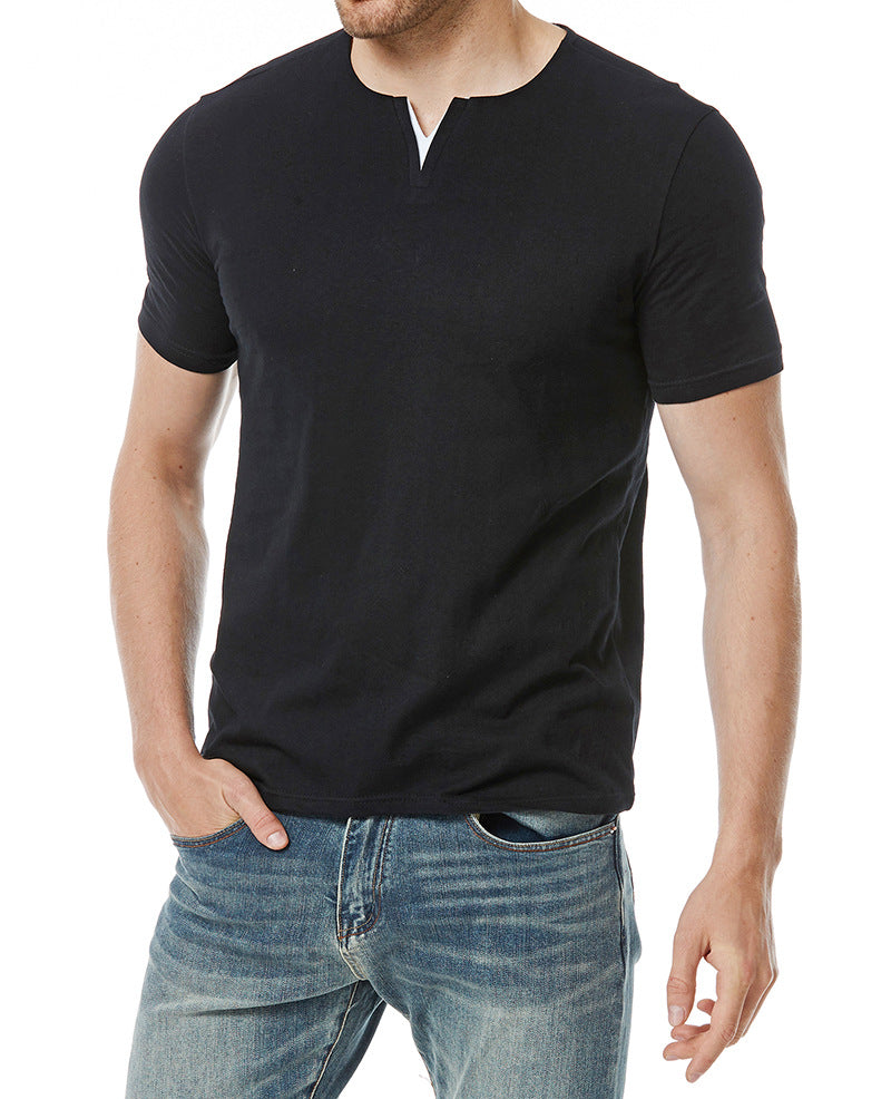 Herren Kurzarm-Henley-Shirt mit modernem Ausschnitt und bequemer Passform Echoarchiv