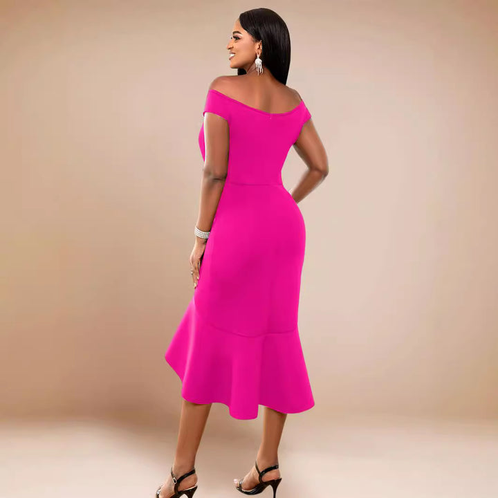 Damen Elegantes Wickelkleid mit Rüschen und Off-Shoulder Design Echo Archiv
