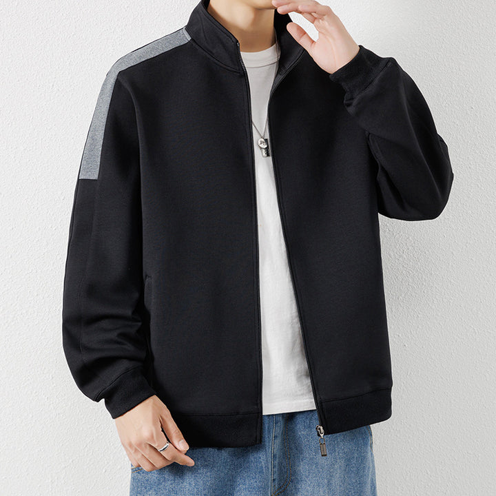 Herren Leichte Zip‑Trainingsjacke im Minimalstil mit Stehkragen und Kontrastpaspel Echo Archiv