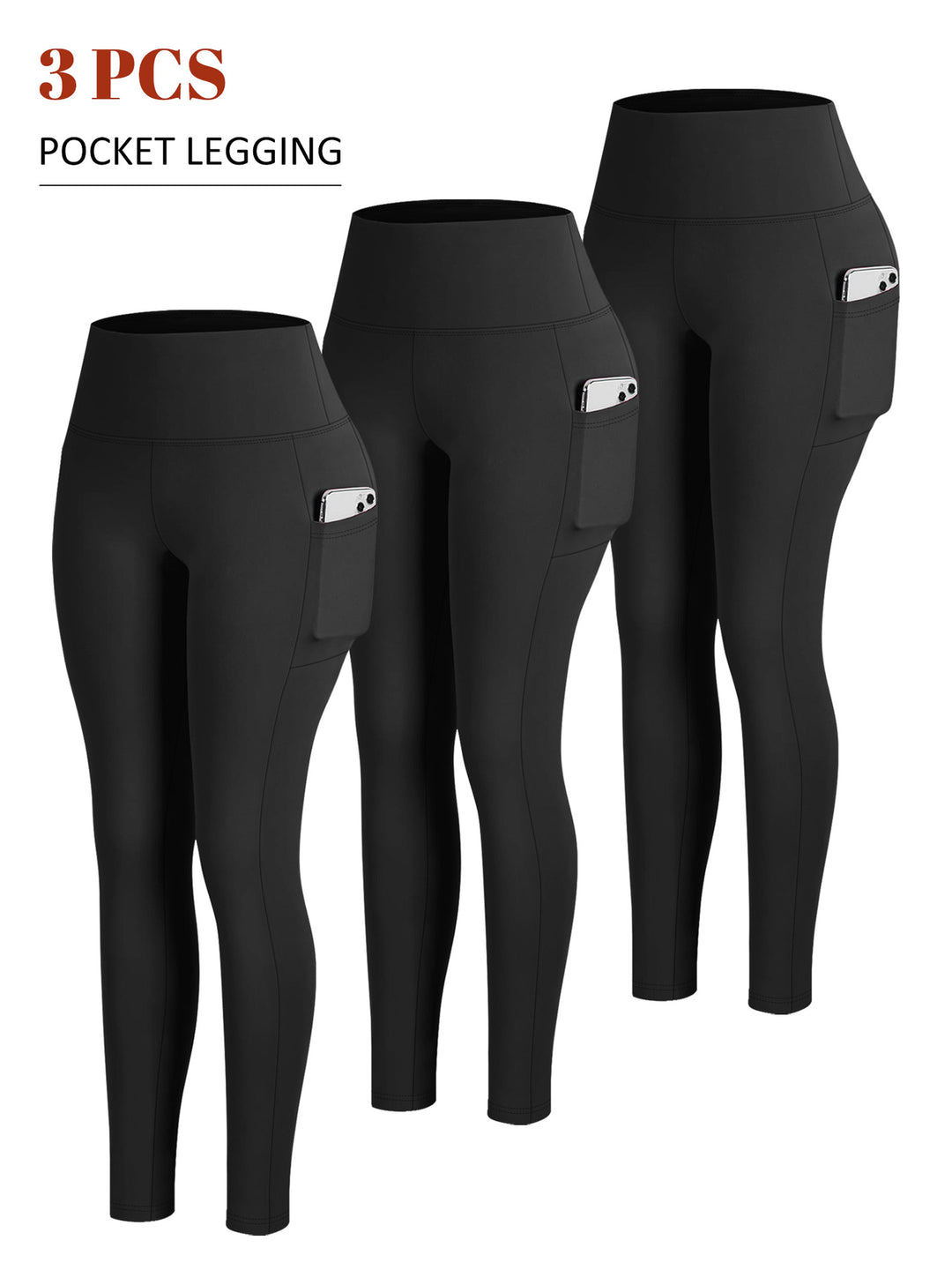Damen Knöchelhohe Sportleggings mit hohem Bund und seitlicher Smartphone-Tasche – Avélisse