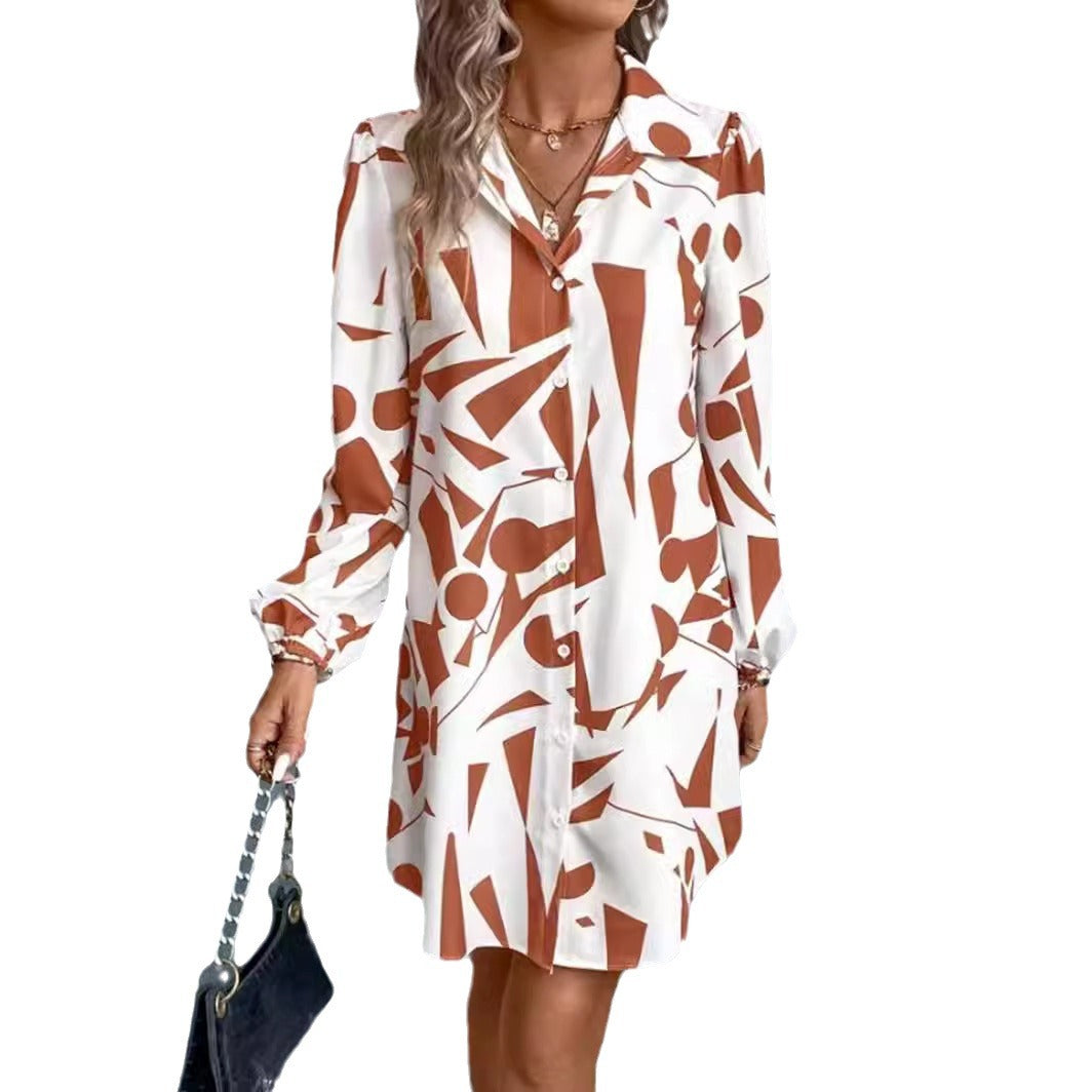 Damen nan oversized Hemdmini mit grafischem Print, Hemdkragen und Balloonärmeln Echo Archiv