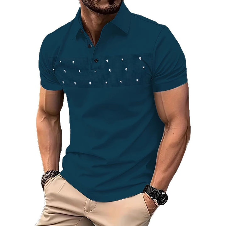 Herren Poloshirt mit modernem grafischen Muster Echoarchiv