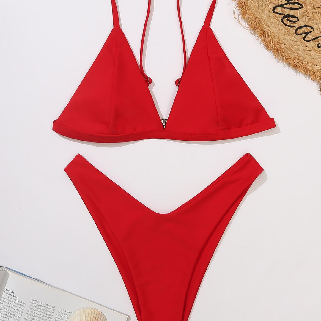 Damen Triangel-Bikini mit hochgeschnittenem Design und feinen Rippstrukturen Echo Archiv