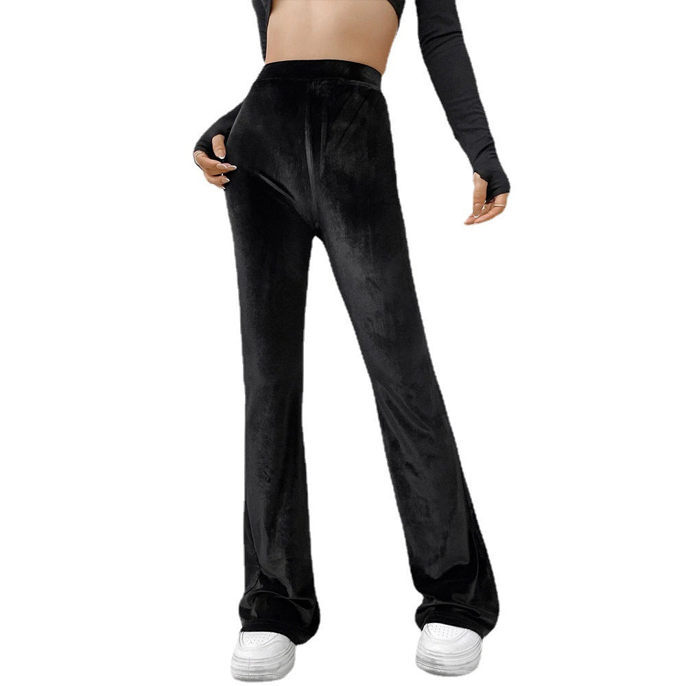 Damen samtige Highwaist‑Schlaghose mit weitem Bein und sculptender Passform – Avélisse