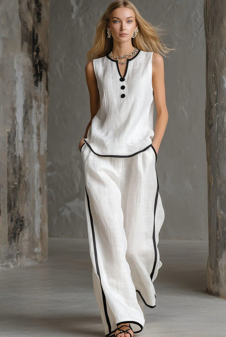 Damen Elegantes Zweiteiler-Set mit schickem Oberteil und weiten Hosen Echo Archiv