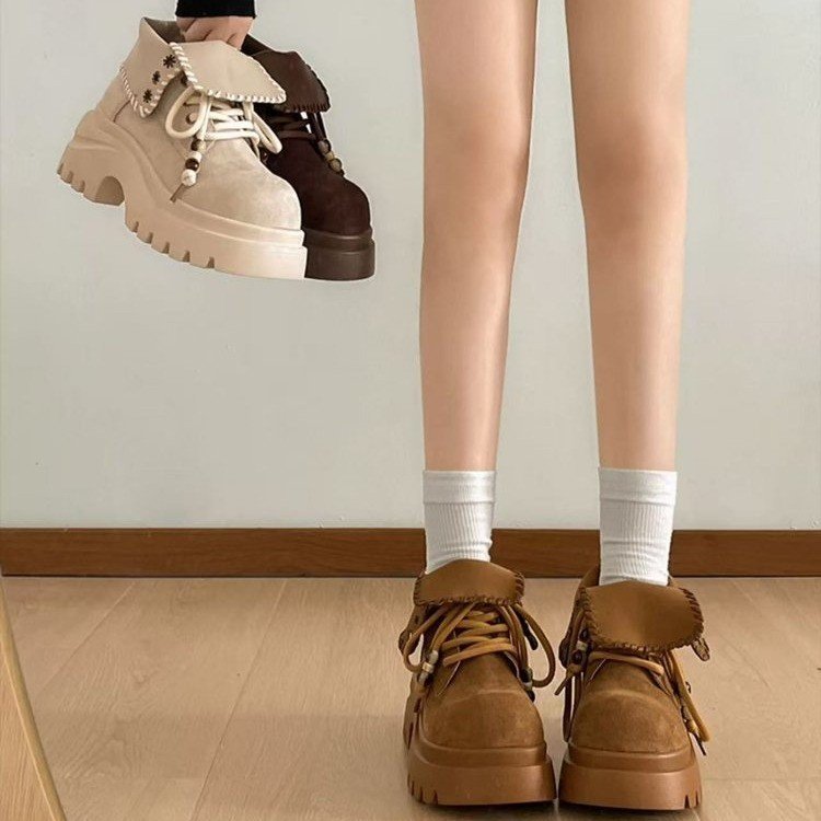 Damen Chunky Schnürboots mit modischem Einsatz Echo Archiv