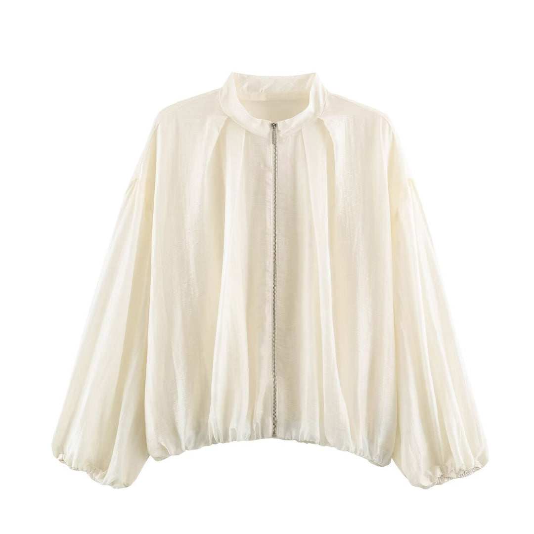Damen leichte transparente Oversize-Blousonjacke mit Ballonärmeln Echo Archiv