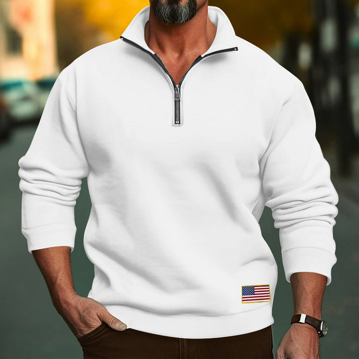 Herren modischer Fleece-Pullover mit halbem Reißverschluss und USA-Flagge Echoarchiv