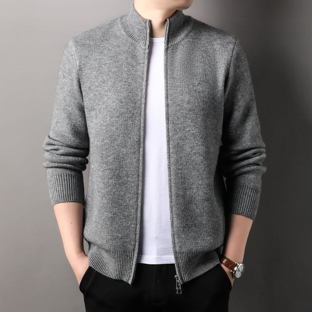 Herren Strickjacke mit modernem Kragen und hochwertiger Textur Echoarchiv