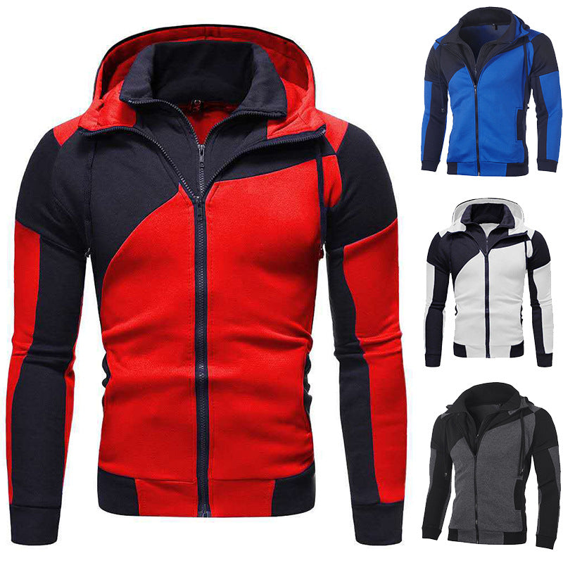 Herren sportliche Jacke mit innovativem Patchwork-Design und Kapuze Echoarchiv