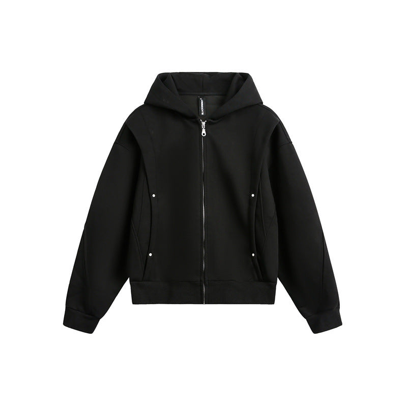 Unisex Oversize Kapuzen-Sweatjacke mit Reißverschluss und verdeckten Seitentaschen Echoarchiv