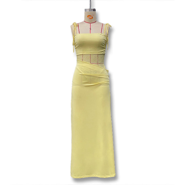 Damen Elegantes Maxikleid mit Spitzeneinsätzen und verstellbaren Trägern Echo Archiv
