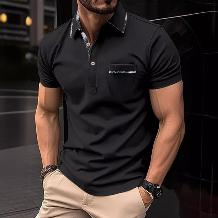 Herren Poloshirt mit modischem Kragen und praktischer Brusttasche Echoarchiv