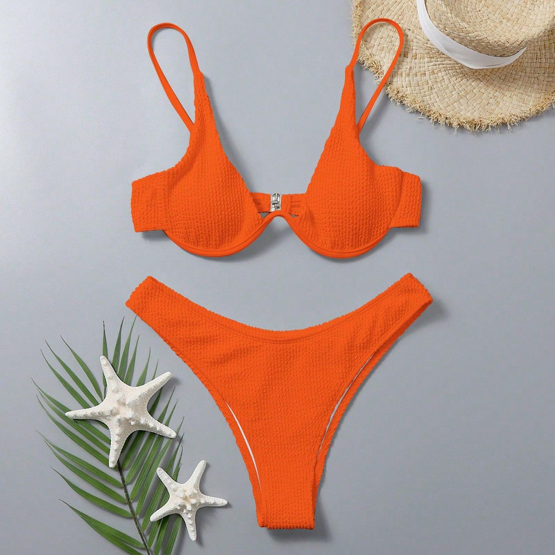Damen Komfortabler Triangel-Bikini mit strukturierter Textur Echo Archiv