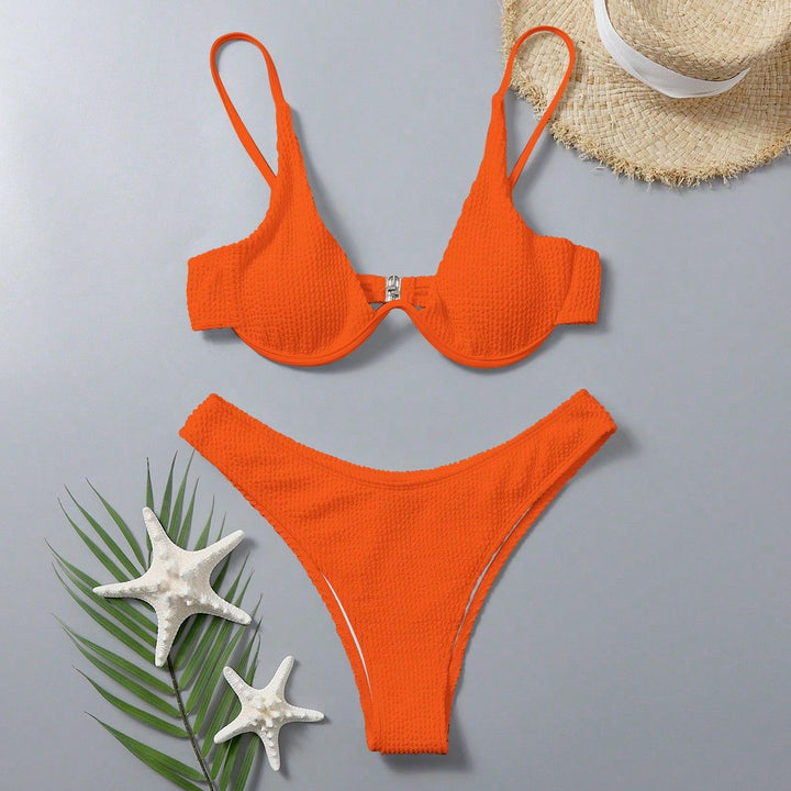 Damen Komfortabler Triangel-Bikini mit strukturierter Textur Echo Archiv