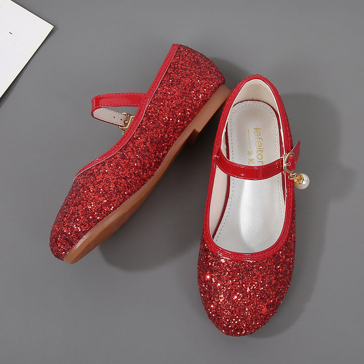 Mädchen Glitzernde Mary Jane Ballerinas mit Perlenapplikation Echo Archiv