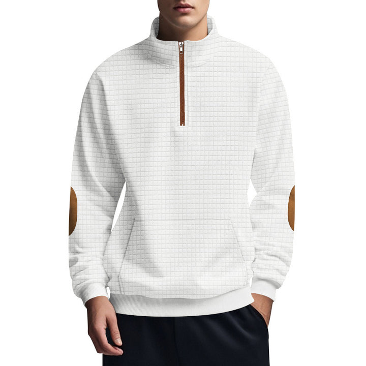 Herren sportlicher Hoodie mit halbem Reißverschluss und strukturiertem Design Echoarchiv