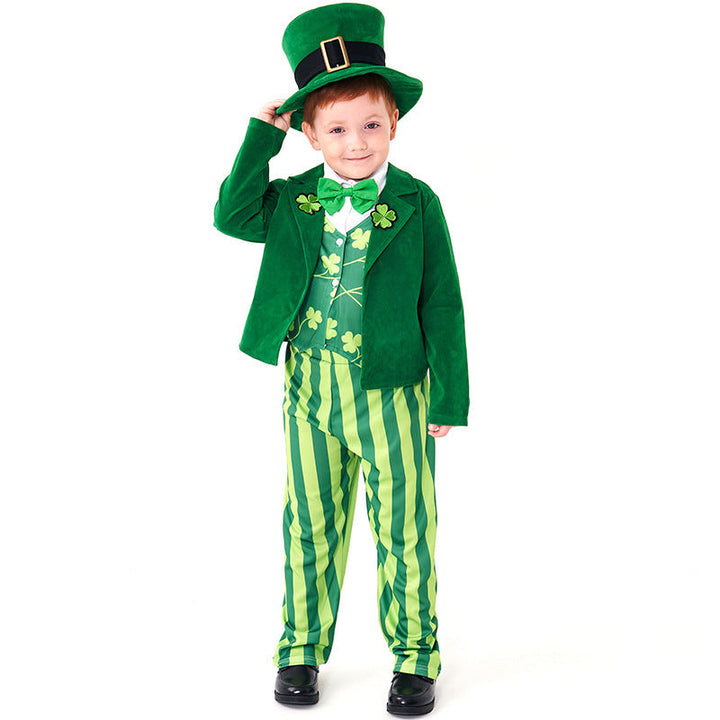 Herren-Kostüm als irischer Leprechaun mit Hut und detaillierten Akzenten Echo Archiv