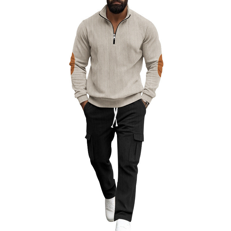 Herren sportlicher Stehkragenpullover mit Reißverschluss und Cargo-Hose Echoarchiv