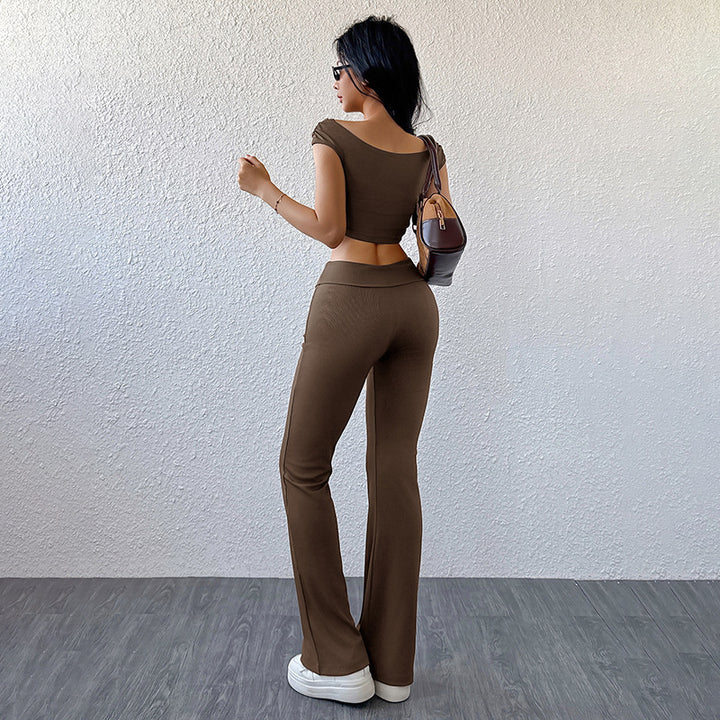 Damen Bequemes Set aus Crop Top und Flared Pants Echo Archiv