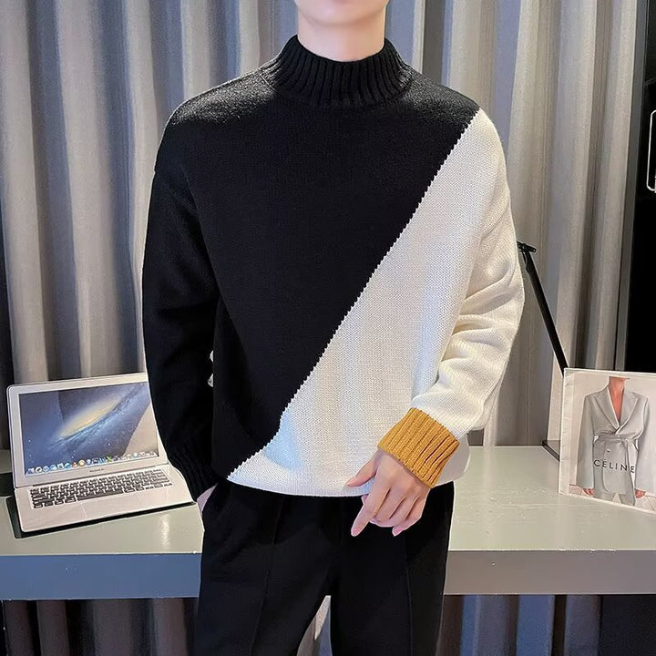 Herren Modischer Grobstrickpullover mit hohem Kragen Echoarchiv