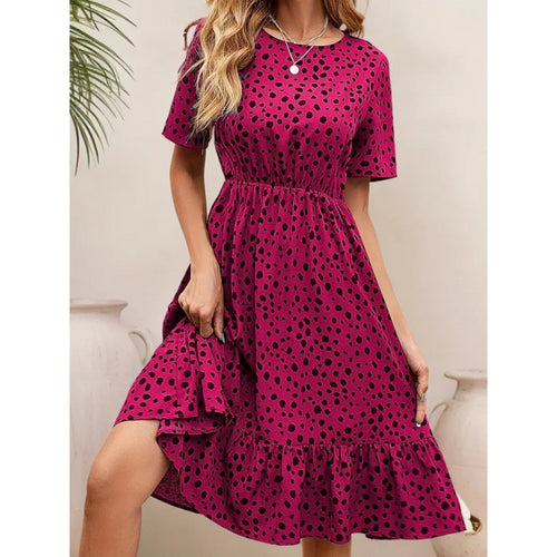 Damen Sommerliches A-Linien Kleid mit Rüschensaum und Punkten Echo Archiv