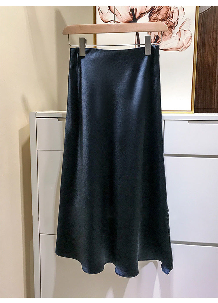 Damen Fließender Satin-Bias-Midirock mit hohem Bund und seitlichen Schlitzen Echo Archiv