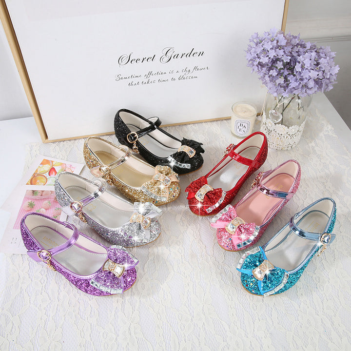 Mädchen Elegante Glitzer Ballerinas mit dekorativer Schleifen- und Strassapplikation Echo Archiv