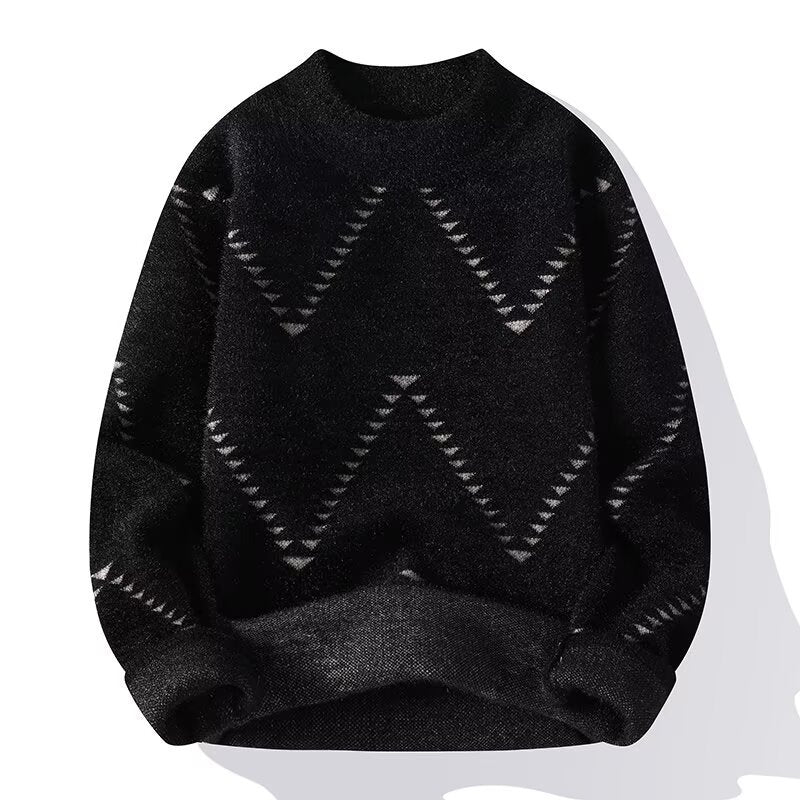 Damen Gemütlicher Strickpullover mit modernem Wellenmuster Echoarchiv