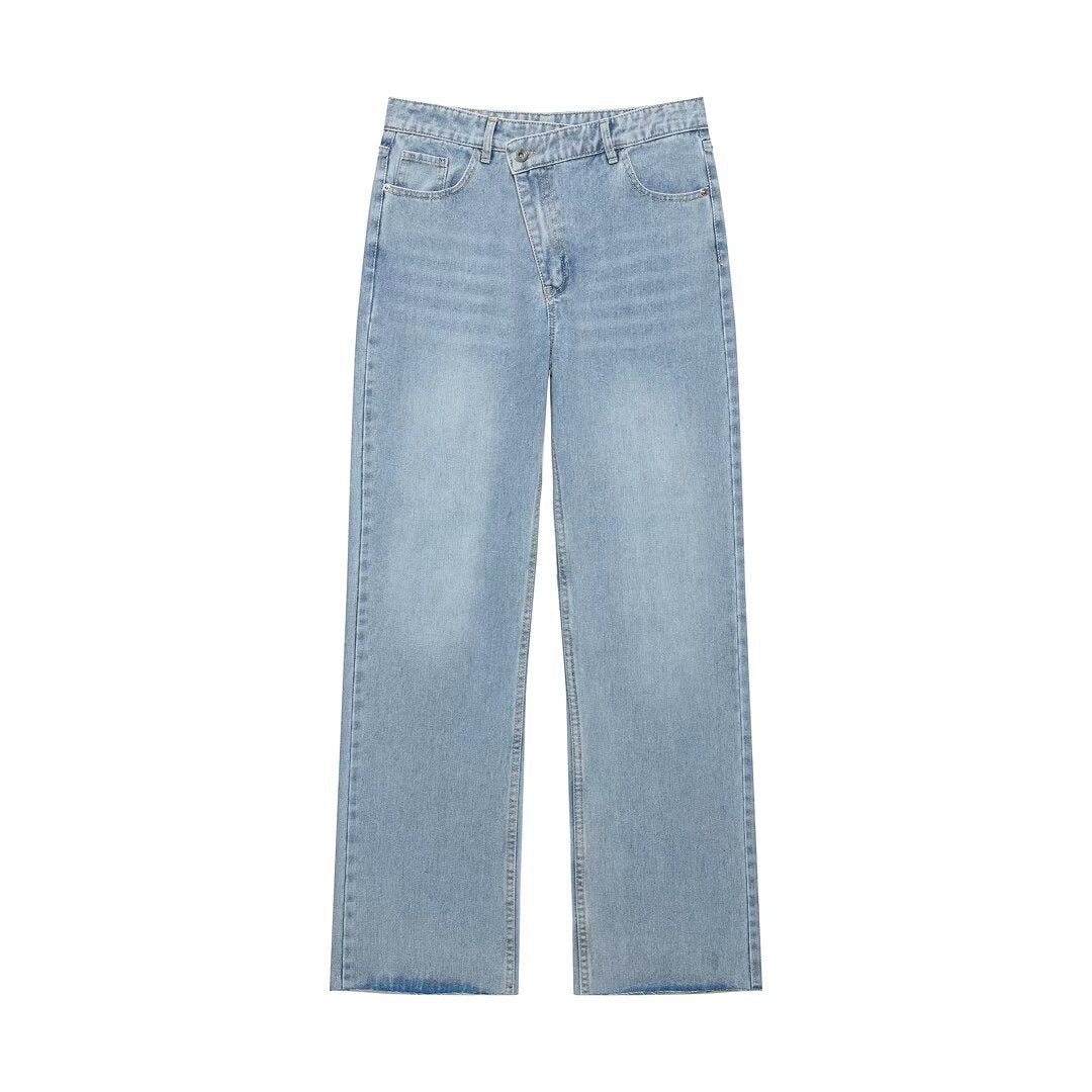 Damen Hochtaillierte weite Jeans mit geradem Bein und Fünf‑Taschen‑Schnitt Echo Archiv