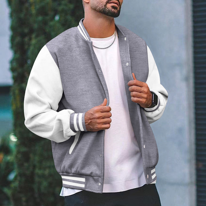 Herren sportliche Collegejacke mit gestreiften Ärmelbündchen und praktischen Knöpfen Echoarchiv