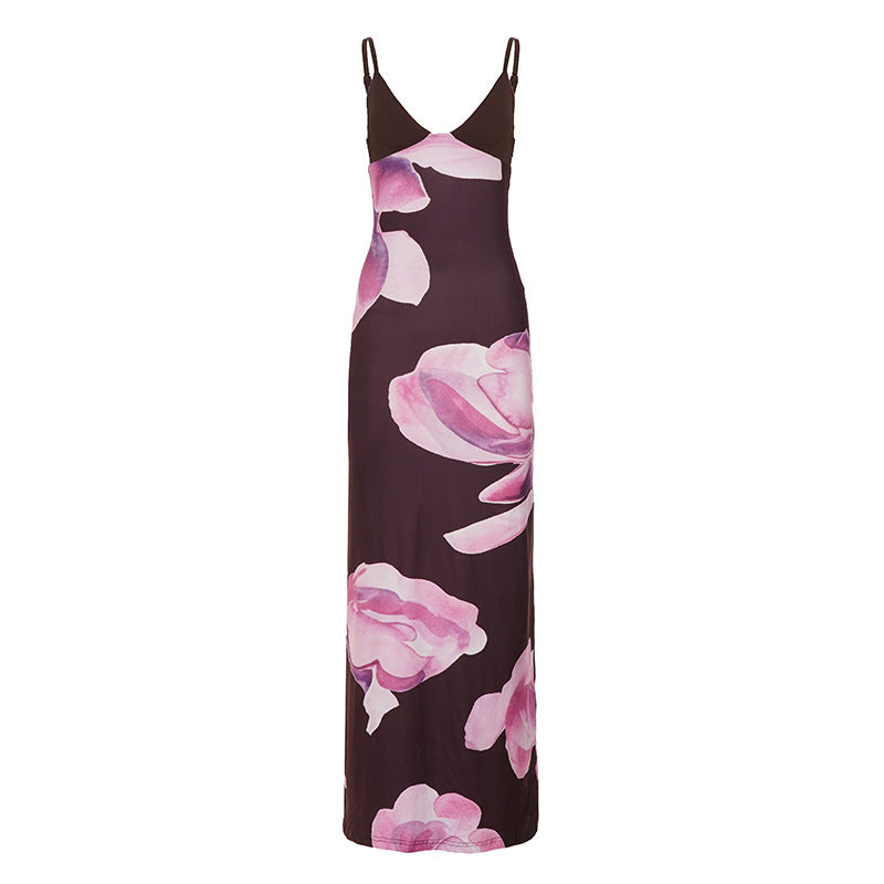 Damen Maxikleid mit floralem Design und schmalen Spaghettiträgern Echo Archiv