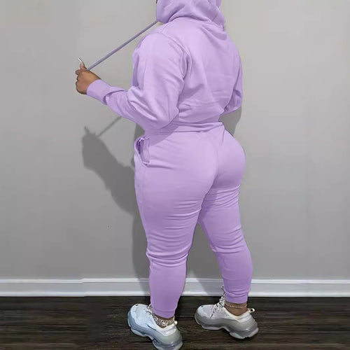 Damen nan kuscheliges Hoodie‑und Jogginghose Set mit hohem Kragen, Kängurutasche und tailliertem Bund Echo Archiv