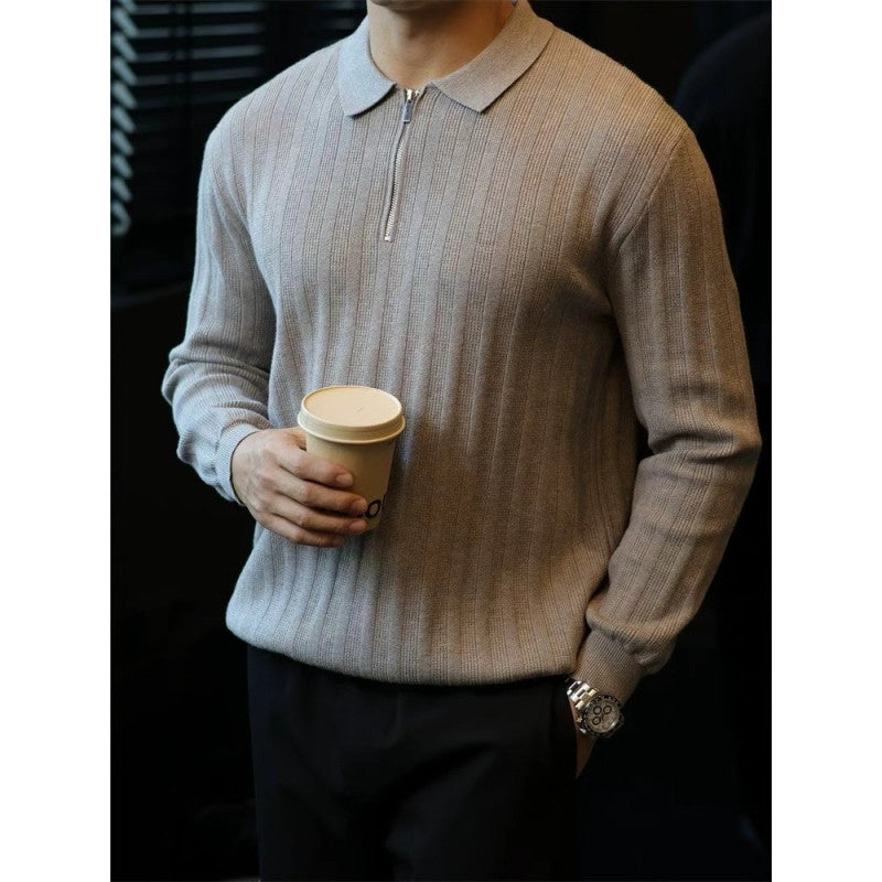 Herren Strickpullover mit Kragen und praktischem Reißverschluss Echoarchiv