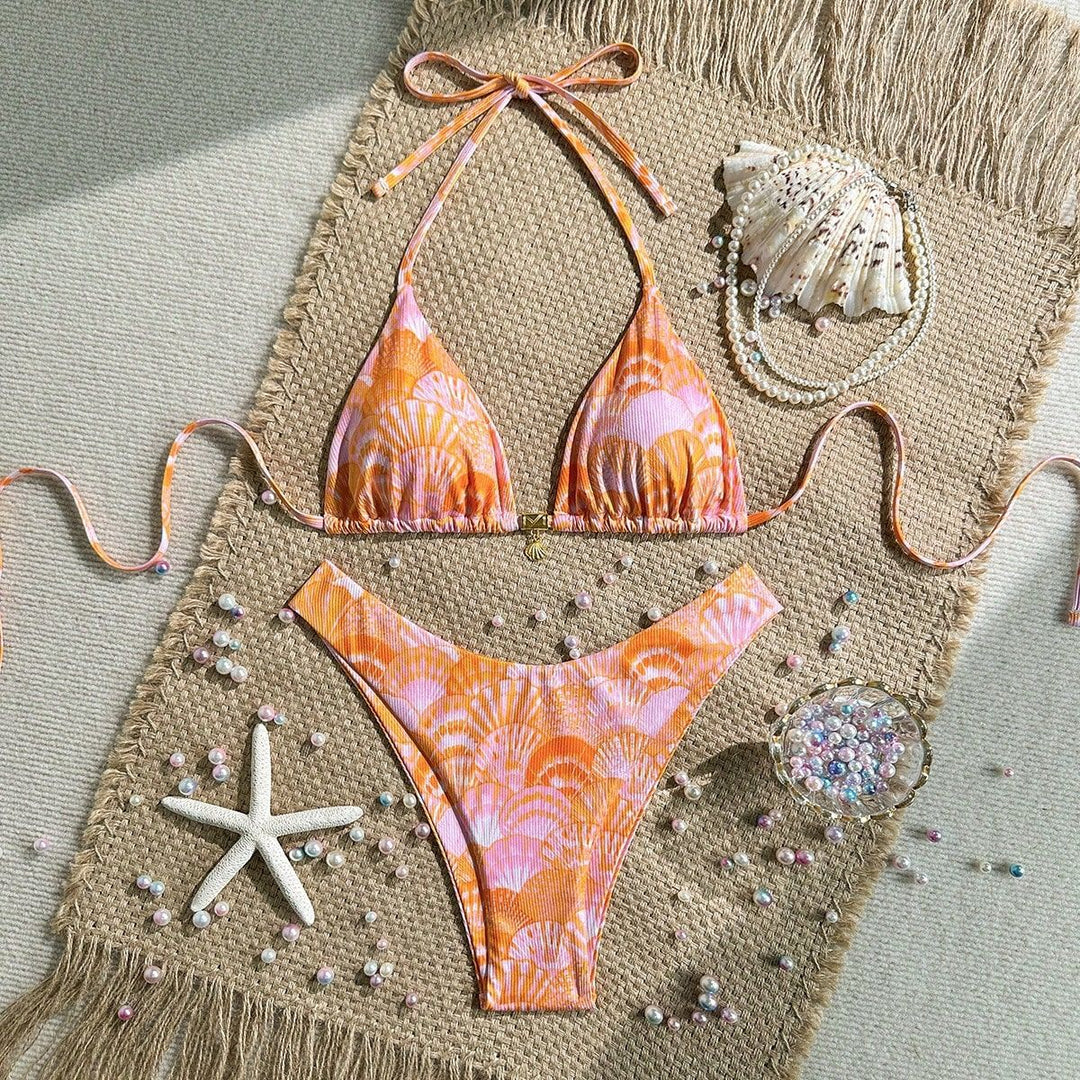 Damen Triangel-Bikini mit Muschel-Muster Echo Archiv