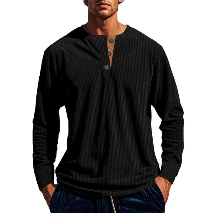 Herren Langarmshirt mit strukturiertem Design und Knopfleiste Echoarchiv