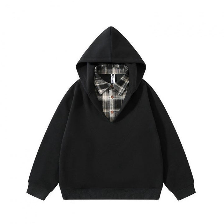 Unisex Oversize Kapuzenpullover mit integriertem Hemdkragen im Layering‑Look Echo Archiv