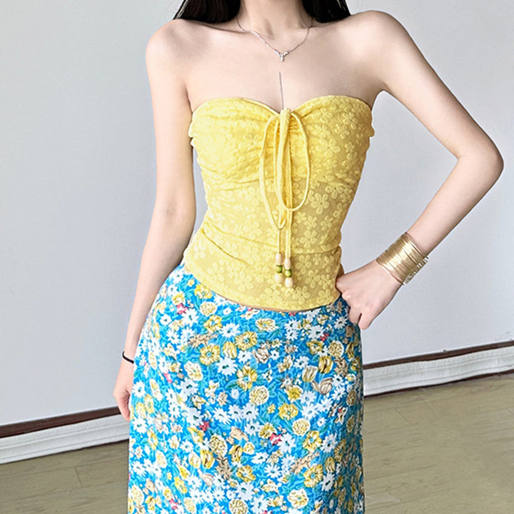 Damen Bandeau-Oberteil mit floralem Muster und geflochtenem Detail Echo Archiv