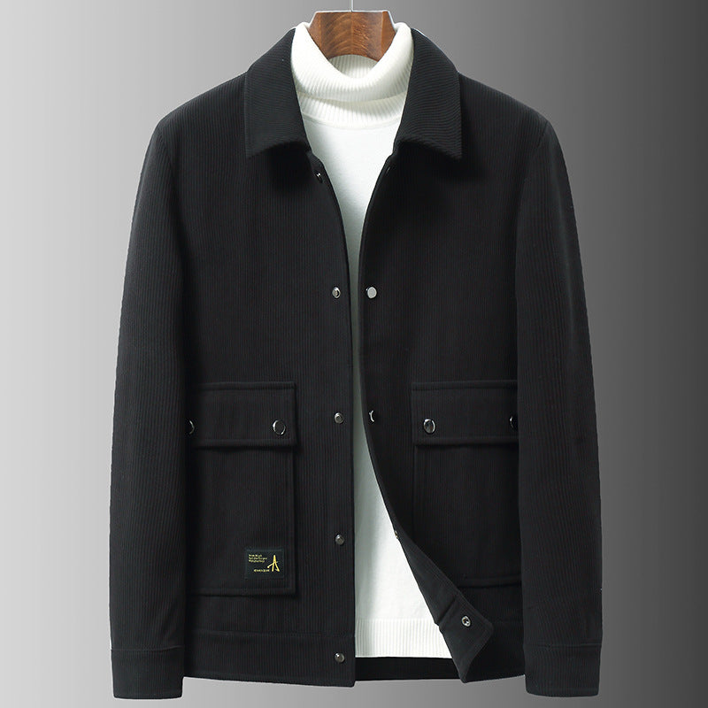 Herren Cordjacke mit Utility-Taschen und Druckknopfverschluss Echoarchiv