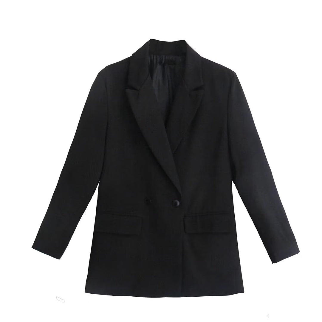 Damen nan taillierter Doppelreihiger Blazer mit schmalem Revers, aufgesetzten Pattentaschen und klarer Silhouette Echo Archiv