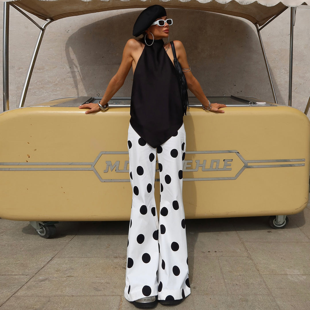 Damen Modische Schlaghose mit stilvollem Polka-Dot-Design Echo Archiv