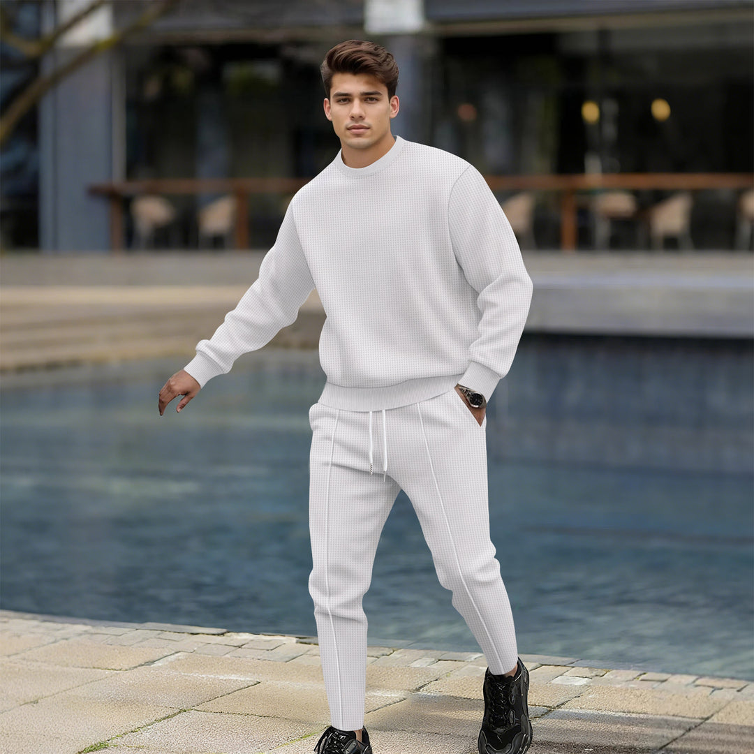 Herren lässiger Strickpullover und Jogginghose mit elastischem Bund Echoarchiv