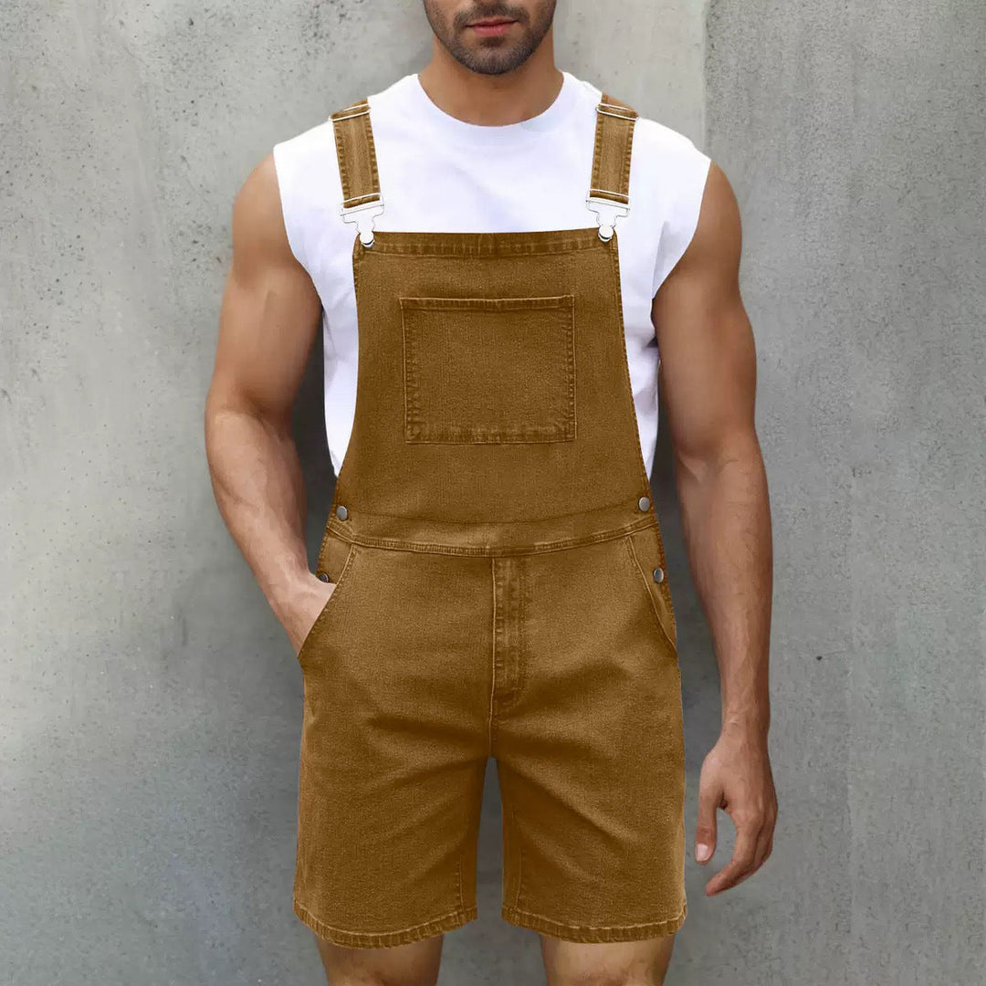 Herren Latzshorts aus Baumwoll-Denim mit praktischen Taschen und verstellbaren Trägern Echoarchiv