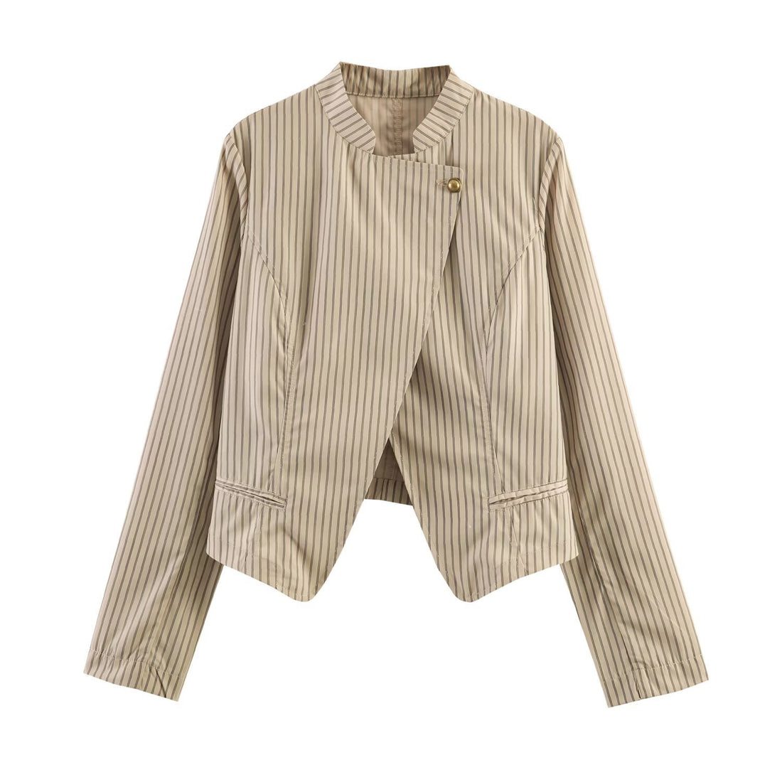 Damen Asymmetrische Taillierte Blazerjacke mit Stehkragen und Zierknopf Echo Archiv