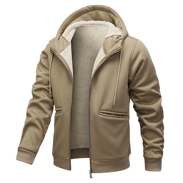 Herren gep padded Hoodie-Jacke im Bomber-Stil mit hochflorigem Teddy-Innenfutter und Taschen mit Handwärmer-Paspel – Brevano