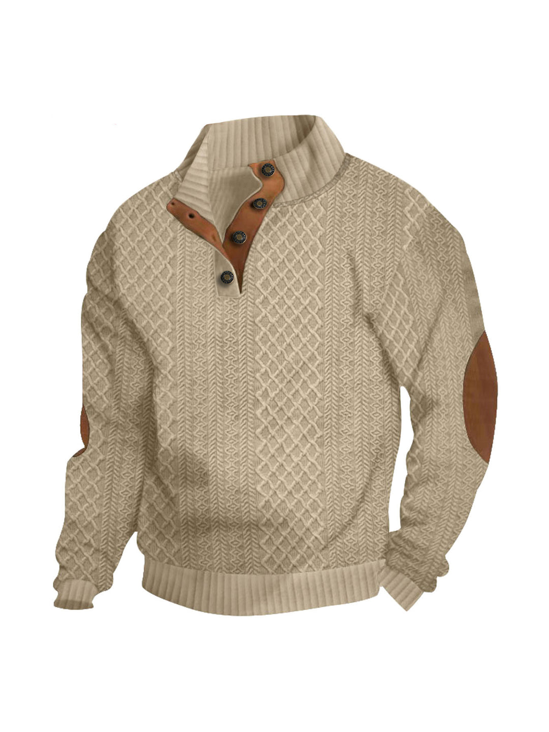 Herren Strickpullover mit meliertem Muster und Knopfleiste Echoarchiv