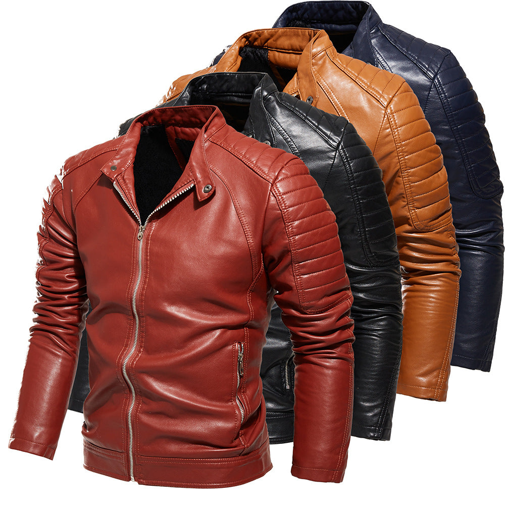 Herren elegante Fake-Lederjacke mit gesteppten Details Echo Archive