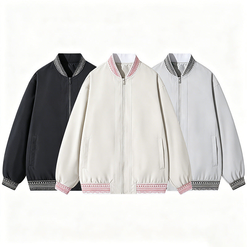Damen Oversize Bomberjacke mit folklorischen Stickborden Echoarchiv