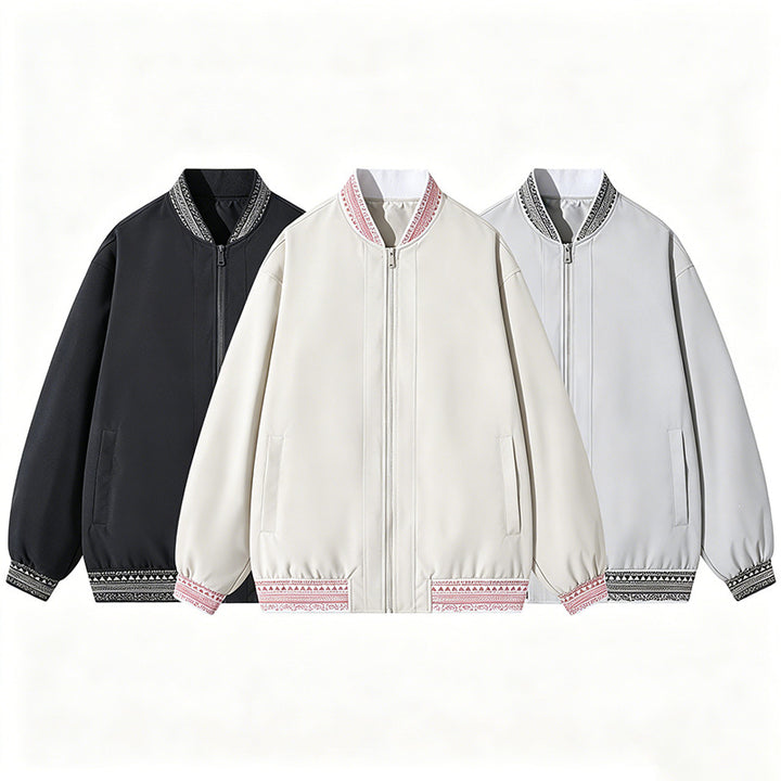 Damen Oversize Bomberjacke mit folklorischen Stickborden Echoarchiv